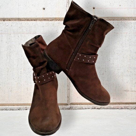 American Eagle Boots Womens Size 7 Ankle Brown Beaded Studs Faux Leather Boots - Picture 14 of 14